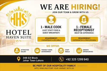 Receptionist (Female) Cook (Male)