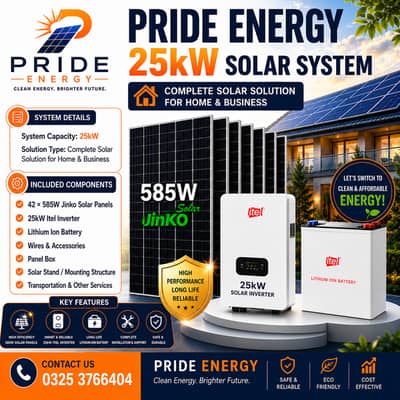 25kW Solar Package with Jinko Panels & Lithium Battery | Inverter