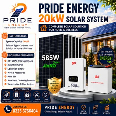 20kW Solar Complete Package | Jinko Solar Panels | Inverter | Battery