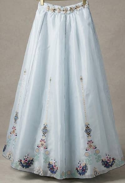 Light Blue Embroidered Lehenga