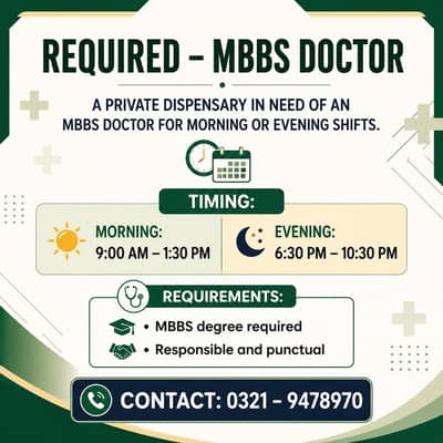 MBBS DOCTOR REQUIRED