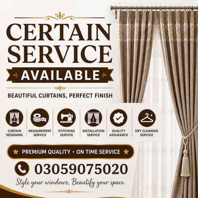 All types of curtins design available and free home services