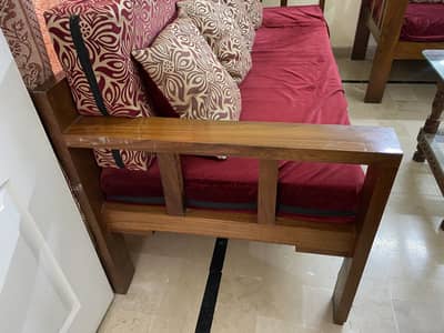 Original Sheesham Wood 3-Seater Sofa Set + Side Tables + Lamps