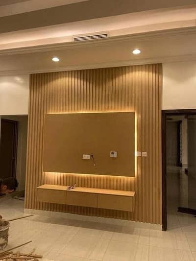 Media wall Panel Wallpaper sheet vinyl & wood flooring ceiling Wpc