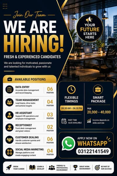 we are hiring. . . . . . great opportunity persons