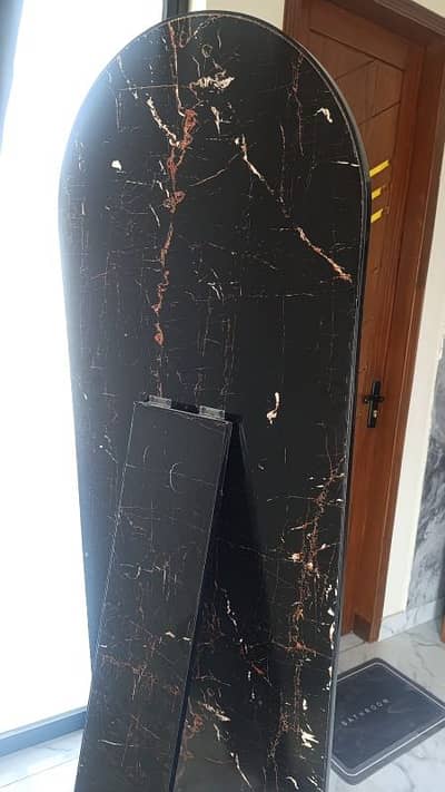 Floor Standing Arch Mirror with Black Frame
