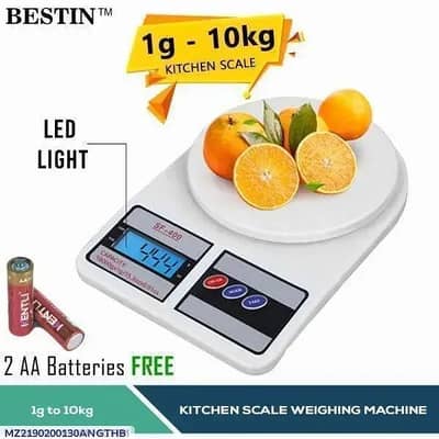 BESTIN Digital Kitchen Scale 1g-10kg LED Light Free