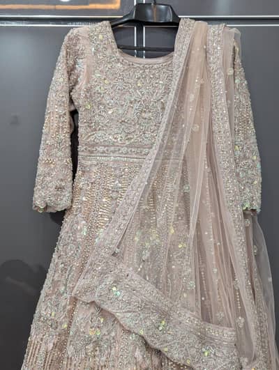Beautiful Bridal Walima Dress with Tail Dupatta