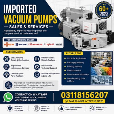 Imported Vacuum Pump Services | Repair, Overhauling & Maintenace