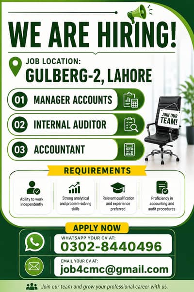 Manager Accounts - Internal Auditor - Accountant