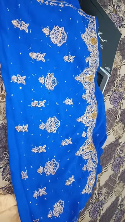 Royal Blue Bridal Saree - Heavy Golden Zari & Sequin Work | Party Wea