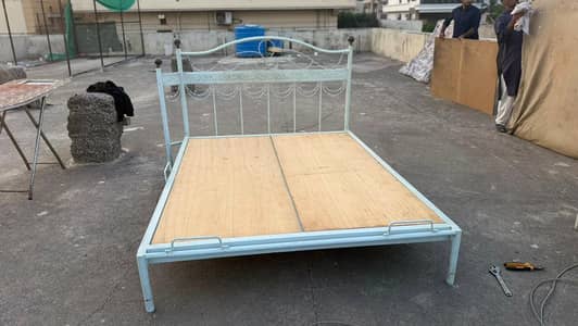 Iron Bed Frame with Decorative Headboard