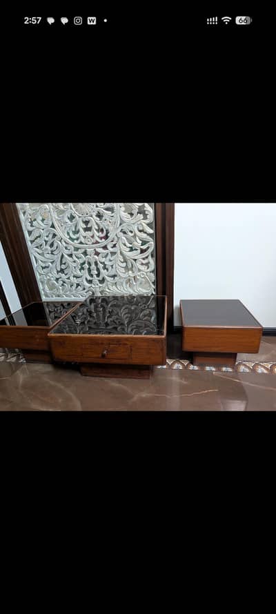 Antique Dark Wood Tables - Set of three 3