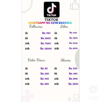 TikTok views and liked available
