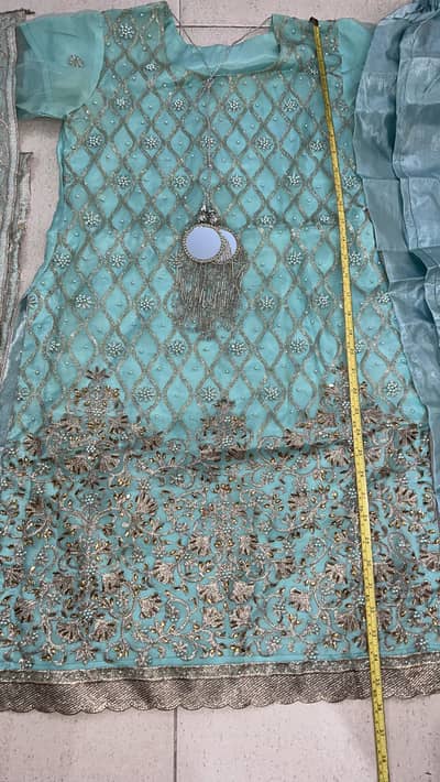  Sky Blue Embroidered 3-Piece Suit with Dupatta – Excellent Condition