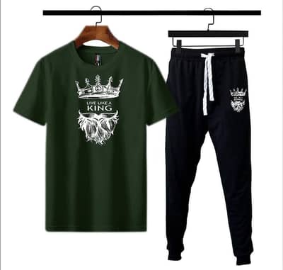 New Stylish Men's Summer Tracksuit (Dark Green / Black)