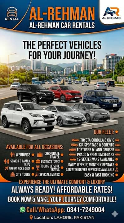 Premium Car Rental Service in Lahore | Luxury Cars with Driver