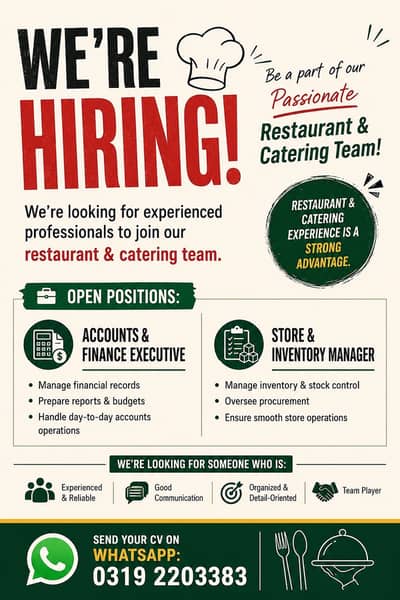 Hiring Accounts & Finance Executive | Store & Inventory Manager jobs