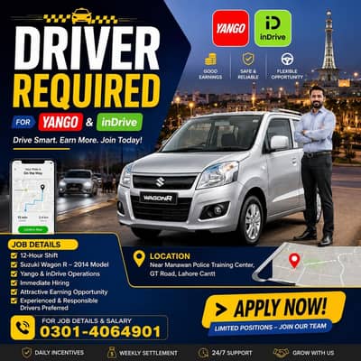 Driver Required For Yango and Indrive