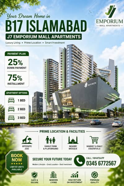 B17 J7 EMPORIUM MALL APARTMENT 1 BED 2 BED 3 BED Easy Installment 25% DownPayment 75% Installment