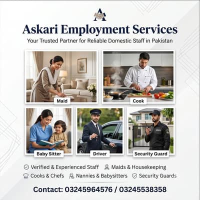 Maids / House Maids / cook / House chef / Baby Sitter maid available