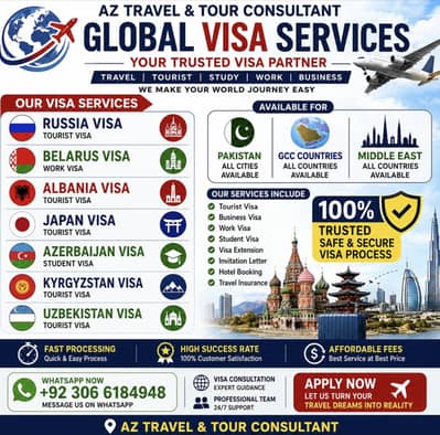 Japan,Russia, Belarus, Azerbaijan, Kyrgyzstan, Uzbakistan Visa Service