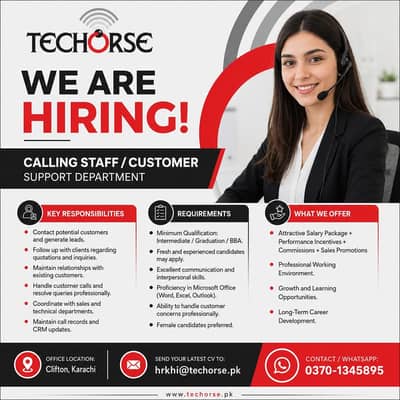 Customer Support Executive (Female Preferred) | Female Jobs in Karachi