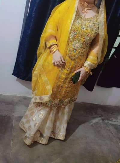 shirt net ki hai us pe km hwa sara with orgnza garara & net dupta also