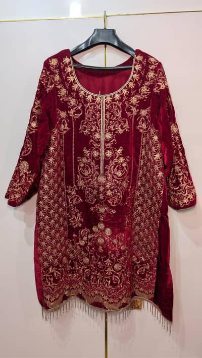 velvet bridal with handmade suit
