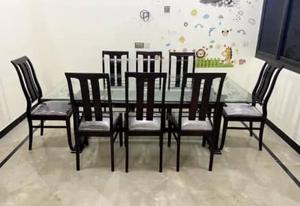 Premium Sheesham Wood 8-Seater Dining Table Set [with Glass Top