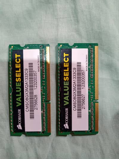 Laptop DDR3 4gb x2 sticks CORSAIR