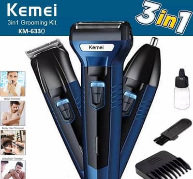 Kemei 3in1 Grooming Kit KM-6330 Nose Body Hair Trimmer Set