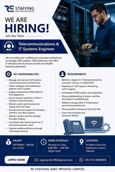 Telecommunications & IT Systems Engineer || Jobs , IT Jobs