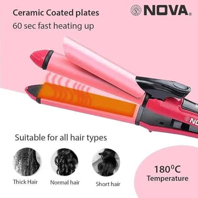 NOVA Ceramic Hair Straightener – Fast Heating Hair Styling Iron