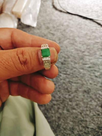 beautiful natural sawat emerald with silver ring available