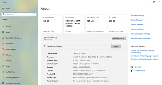 Dell Latitude 5400 | Core i5 8th Gen | 12GB RAM | 256GB SSD