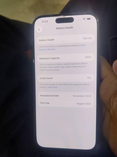 Apple iPhone 16 Pro Max non pta 100 helth just 106 cycle count