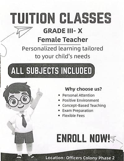 TUITION CLASSES AVAILABLE