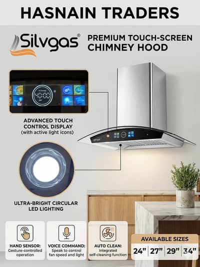 Silvgas Kitchen Hood | Voice Command & Hand Sensor | All Sizes