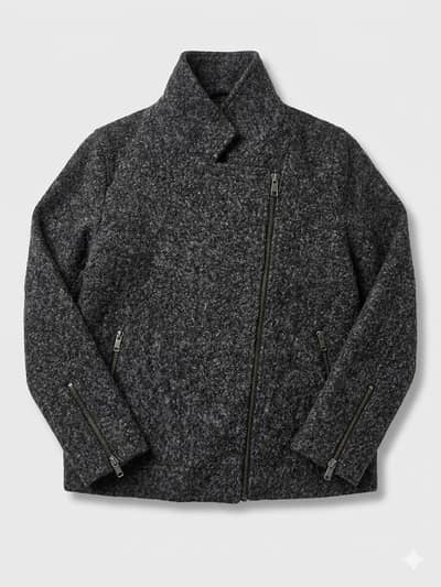 A Asthethic Black Woolen Jacket Grey