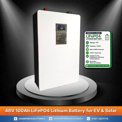 48V 100Ah LiFePO4 Lithium Battery for EV & Solar