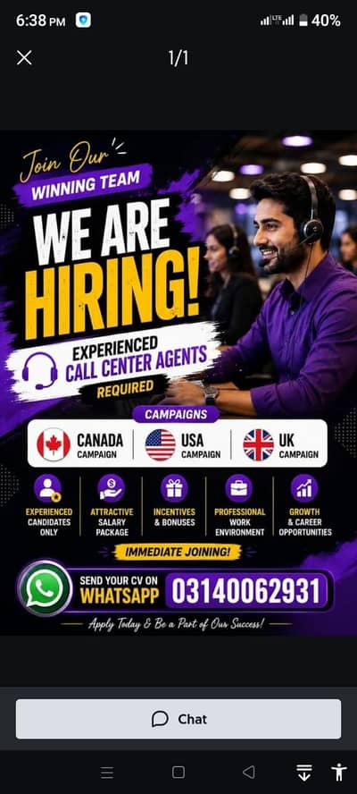 Experienced Call Center Agents Required