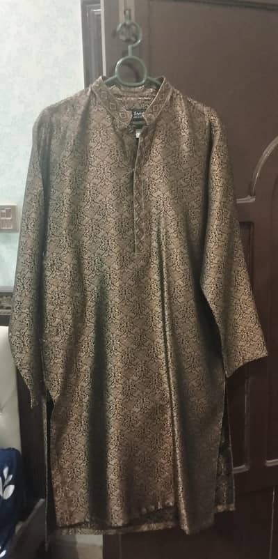 Golden brown jamawar kurta for sale