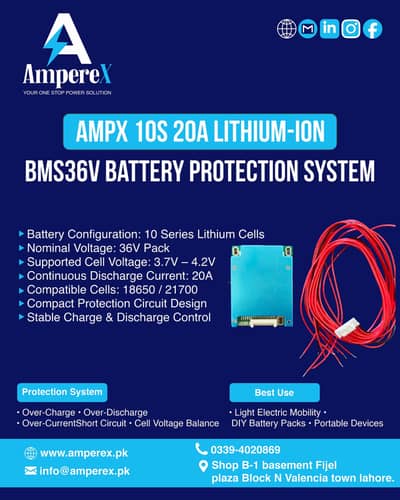 AMPX 10S 20A LITHIUM-ION BMS36V BATTERY PROTECTION SYSTEM