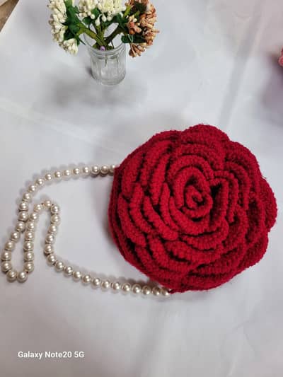 Premium Handmade Crochet Rose Purse 