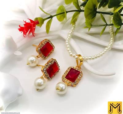 Gold plated Kundan mala set with pearl earrings