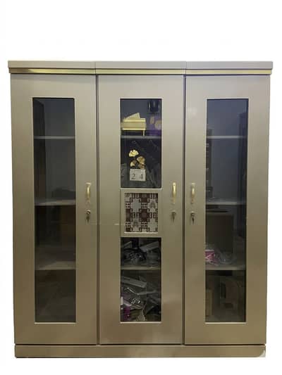 Spacious 3-Door Glass Showcase / Storage Cabinet / Almaari / Divider