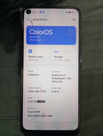 OPPO F19, 6/128, PTA Approved, New LCD Panel, Snapdragon 662