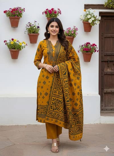 Lawn/Cotton Embroidered 3PC Dress