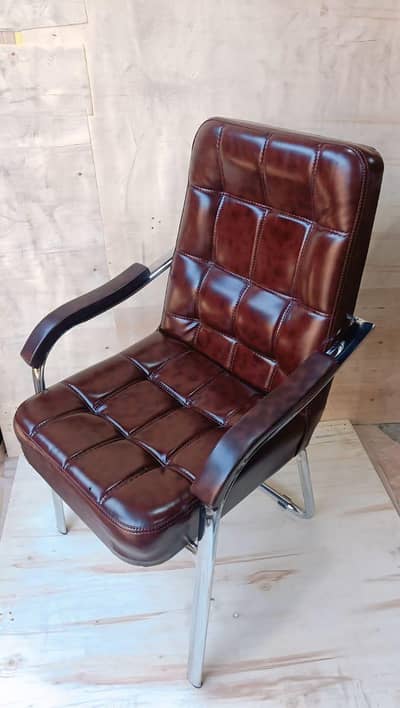 Office Waiting Chair | Brown Leatherette Chair